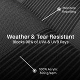Aleko Italian Full Cassette Motorized Patio Awning with App and Remote Control – Nero/Grigio Black & Gray Striped - 10 x 8 Feet | AF10X8NERGRI-AP