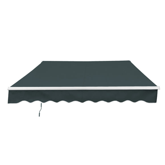 Aleko Retractable White Frame Patio Awning - 12 x 10 Feet - Forest Green