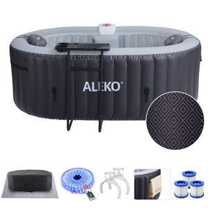 * NEW * Diamond Inflatable Jetted Hot Tub with Energy Efficient Cover – Black – 2 Person