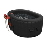 Aleko Oval Inflatable Jetted Hot Tub with Drink Tray and Cover - 2 Person - 145 Gallon - Black & Black | IHT-2P-BLK-BLK-AP