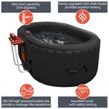 Aleko Oval Inflatable Jetted Hot Tub with Drink Tray and Cover - 2 Person - 145 Gallon - Black & Black | IHT-2P-BLK-BLK-AP