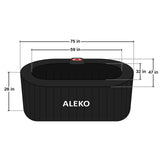 Aleko Oval Inflatable Jetted Hot Tub with Drink Tray and Cover - 2 Person - 145 Gallon - Black & Black | IHT-2P-BLK-BLK-AP