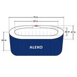 Aleko Oval Inflatable Jetted Hot Tub with Drink Tray and Cover - 2 Person - 145 Gallon - Dark Blue & White | IHT-2P-DBL-WH-AP