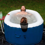 Aleko Oval Inflatable Jetted Hot Tub with Drink Tray and Cover - 2 Person - 145 Gallon - Dark Blue & White | IHT-2P-DBL-WH-AP