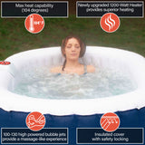 Aleko Oval Inflatable Jetted Hot Tub with Drink Tray and Cover - 2 Person - 145 Gallon - Dark Blue & White | IHT-2P-DBL-WH-AP