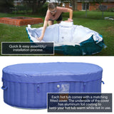 Aleko Oval Inflatable Jetted Hot Tub with Drink Tray and Cover - 2 Person - 145 Gallon - Dark Blue & White | IHT-2P-DBL-WH-AP