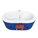 Aleko Oval Inflatable Jetted Hot Tub with Drink Tray and Cover - 2 Person - 145 Gallon - Dark Blue & White | IHT-2P-DBL-WH-AP