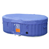 Aleko Oval Inflatable Jetted Hot Tub with Drink Tray and Cover - 2 Person - 145 Gallon - Dark Blue & White | IHT-2P-DBL-WH-AP