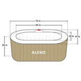 Oval Inflatable Jetted Hot Tub with Drink Tray and Cover - 2 Person - 145 Gallon - Brown & White | IHT-2P-BRWN-WH-AP