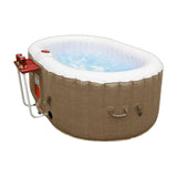 Oval Inflatable Jetted Hot Tub with Drink Tray and Cover - 2 Person - 145 Gallon - Brown & White | IHT-2P-BRWN-WH-AP