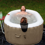 Oval Inflatable Jetted Hot Tub with Drink Tray and Cover - 2 Person - 145 Gallon - Brown & White | IHT-2P-BRWN-WH-AP