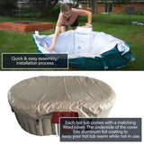 Oval Inflatable Jetted Hot Tub with Drink Tray and Cover - 2 Person - 145 Gallon - Brown & White | IHT-2P-BRWN-WH-AP