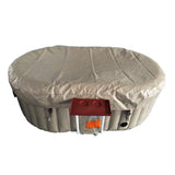 Oval Inflatable Jetted Hot Tub with Drink Tray and Cover - 2 Person - 145 Gallon - Brown & White | IHT-2P-BRWN-WH-AP