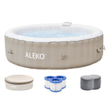 Round Inflatable Jetted Hot Tub with Cover - 6 Person - 265 Gallon - Brown-Gray | IHT-6P-RND-BRWN-GRAY-AP