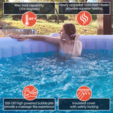 Round Inflatable Jetted Hot Tub with Cover - 6 Person - 265 Gallon - Brown-Gray | IHT-6P-RND-BRWN-GRAY-AP