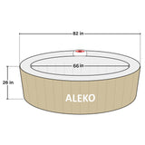 Round Inflatable Jetted Hot Tub with Cover - 6 Person - 265 Gallon - Brown and White