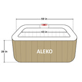 Aleko Square Inflatable Jetted Hot Tub with Cover - 4 Person - 160 Gallon - Brown | IHT-4P-SQR-BRWN-WH-AP