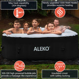 Aleko Square Inflatable Jetted Hot Tub with Cover - 6 Person - 265 Gallon - Black and Gray | IHT-6P-SQR-BLK-GRAY-AP