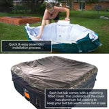 Aleko Square Inflatable Jetted Hot Tub with Cover - 6 Person - 265 Gallon - Black and Gray | IHT-6P-SQR-BLK-GRAY-AP