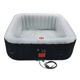 Aleko Square Inflatable Jetted Hot Tub with Cover - 6 Person - 265 Gallon - Black and Gray | IHT-6P-SQR-BLK-GRAY-AP