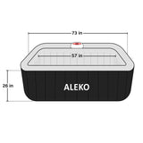 Aleko Square Inflatable Jetted Hot Tub with Cover - 6 Person - 265 Gallon - Black and Gray | IHT-6P-SQR-BLK-GRAY-AP