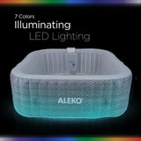 Aleko Charcoal Inflatable Jetted Square Hot Tub with Energy Efficient Cover – Light Gray with Hemp Rope Pattern – 6 Person | HTISQ6HEMPROPE-AP