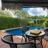 Aleko Moroccan Semi-Cassette Motorized Patio Awning - Ivory Cream - 12 x 10 Feet