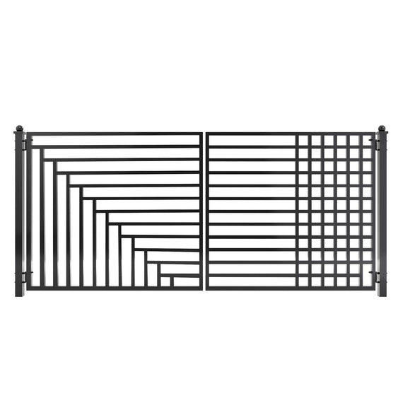 Aleko Steel Dual Swing Driveway Gate - Kyiv Style - 18 x 6 Feet - DG18KYIVD-AP