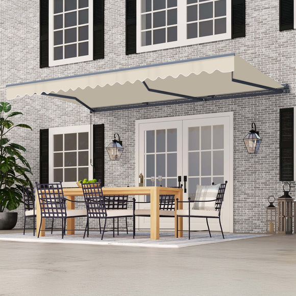Aleko Moroccan Semi-Cassette Motorized Patio Awning - Ivory Cream - 16 x 10 Feet