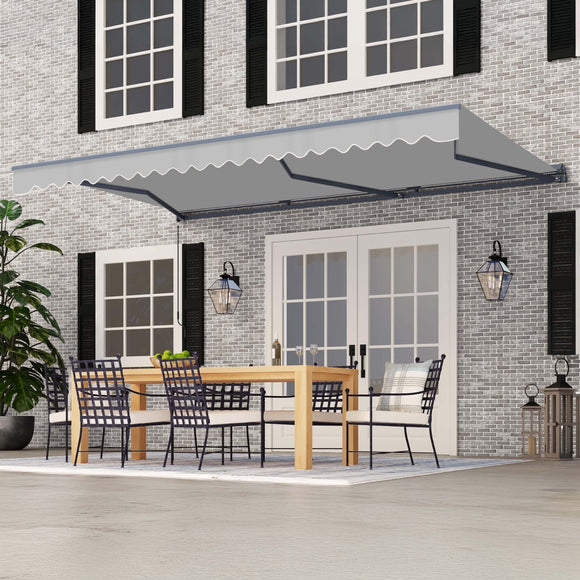 Aleko Moroccan Semi-Cassette Motorized Patio Awning - Silver Gray - 16 x 10 Feet