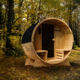 Liatris Rustic Cedar Barrel Sauna with Front Porch Canopy - 5-6 Person