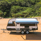 Aleko Motorized Retractable RV Awning - 15 x 8 Feet - Blue Fade RVAWM-15-8-BLUE-FADE-AP