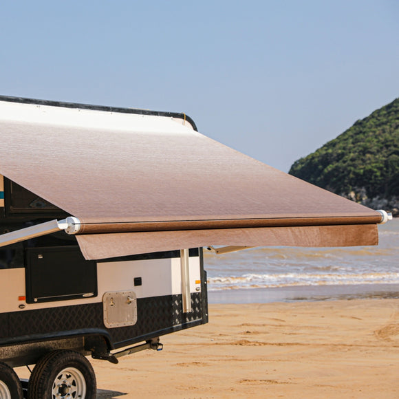 Aleko Motorized Retractable RV Awning - 10 x 8 Feet - Brown Fade