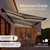 Aleko Italian Full Cassette Motorized Patio Awning with App and Remote Control – Beige/Bianco Striped - 16 x 10 Feet | AF20X10BEIBNC-AP