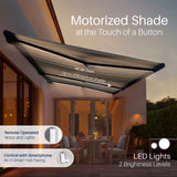 Aleko Italian Full Cassette Motorized Patio Awning with App and Remote Control – Beige/Bianco Striped - 20 x 10 Feet | AF20X10BEIBNC-AP
