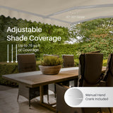 Aleko Caribbean Manual Retractable Patio Awning - Ivory Cream - 10 x 8 Feet