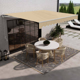 Aleko Caribbean Manual Retractable Patio Awning - Desert Sand - 13 x 10 Feet