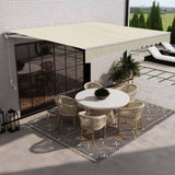 Aleko Caribbean Manual Retractable Patio Awning - Ivory Cream - 13 x 10 Feet