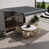 Aleko Caribbean Motorized Patio Awning - Charcoal Gray - 20 x 10 Feet