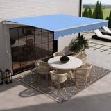 Aleko Caribbean Manual Retractable Patio Awning - Sky Blue - 10 x 8 Feet