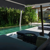 Aleko Caribbean Manual Retractable Patio Awning - Charcoal Gray - 13 x 10 Feet