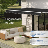 Aleko Caribbean Motorized Patio Awning - Red & White Striped - 20 x 10 Feet