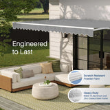 Aleko Caribbean Manual Retractable Patio Awning - Silver Gray - 10 x 8 Feet