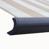 Aleko Italian Full Cassette Motorized Patio Awning with App and Remote Control – Beige/Bianco Striped - 20 x 10 Feet | AF20X10BEIBNC-AP