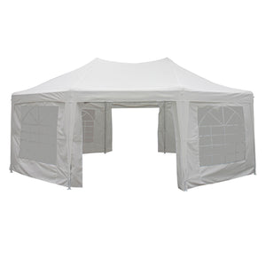 Aleko Heavy Duty Octagonal Outdoor Canopy Event Tent with Windows - 20 X 14 FT - White