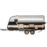 Aleko Motorized Retractable RV Awning - 8 x 8 Feet - Black Striped RVAWM-8-8-BLK-STRIPED-AP