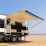 Aleko Motorized Retractable RV Awning - 10 x 8 Feet - Blue Striped