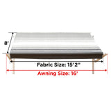 Aleko Retractable RV/Patio Awning - 20 x 8 Feet - Black Frame - Grey Fade Fabric RVABW-20-8-GREY-FADE-AP