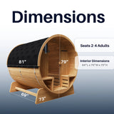 Liatris Rustic Cedar Barrel Sauna with Front Porch Canopy - 2-4 Person