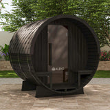 Aleko Aster Barrel Outdoor Sauna with Porch – 3-5 Person